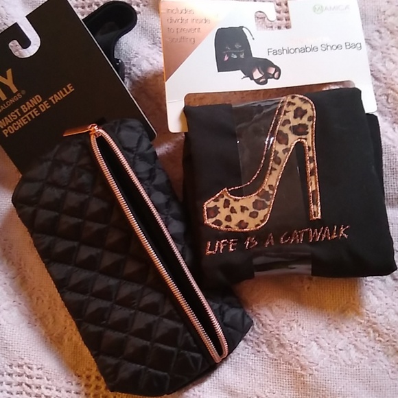 MIAMICA & MY Tagalongs Travel Bundle Handbags - MIAMICA Shoe Bag & MY Tagalongs Waistband Purse